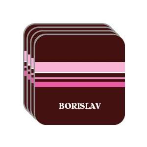 Personal Name Gift   BORISLAV Set of 4 Mini Mousepad Coasters (pink 