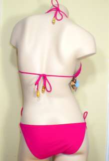 NWT $78 Victorias Secret *RARE* Pink Bamboo Bikini M  