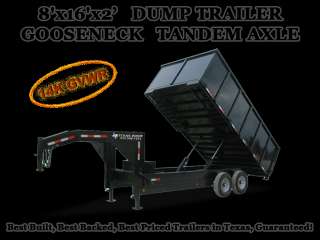 2012 TEXAS PRIDE 8X16 GOOSENECK DUMP TRAILER 14K GVWR  