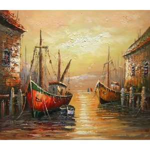 Sunset in a Venice River   Handpainted oil painting on canvas   20x24 
