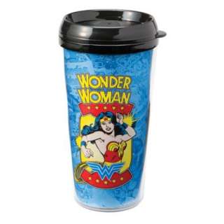 Wonder Woman Figure & Name 16 oz Plastic Travel Mug NEW UNUSED  