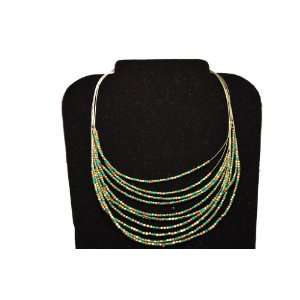  Turquoise Gold Seed Bead Nested Necklace Jewelry