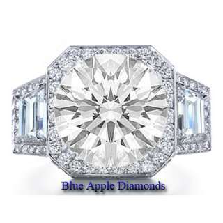 00 Ct Round Cut & Trapezoid Diamond Engagement 18k Ring GIA 18k F G 
