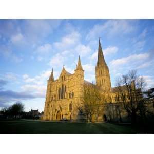 Front at Dusk, Salisbury Cathedral, Wiltshire, England, United Kingdom 