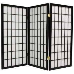  3 Feet Tall Window Pane Shoji Screen in Black Number of 