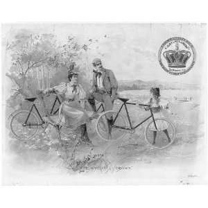  Crown Cycles,Family outing on bicycles,1896,Poster