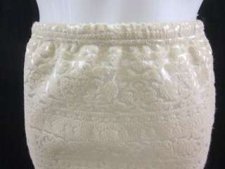 SASSIA PARIS Ivory Embroidered Elastic Waist Skirt Sz 2  