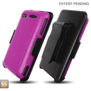 3in1 BUNDLE PURPLE CASE+FITTING HOLSTER+SCREEN for HTC Merge 6325 