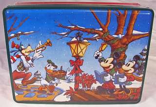 Cookie Tin w Mickey & Minnie Mouse, Goofy & Donald Duck  