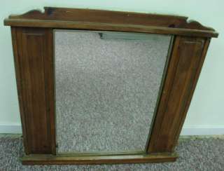 Antique Wood Walll Flush Mount Medicine Cabinet + Mirror Door Built In 