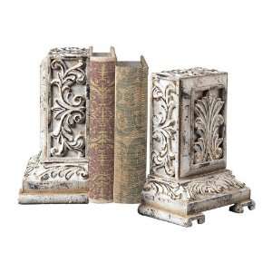  Carbed Bookends In White With Gold Highlight 93 10055/S2 