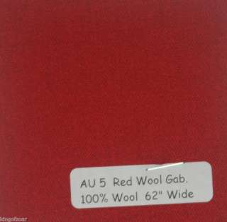 Wool Gabardine Fabric Material Sold By The Yard   AU5 Red  