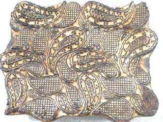 antique INTRICATE HAND CARVED PAISLEY WOOD BLOCK design  