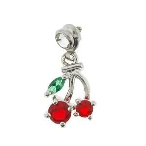 Micro Dermal Snap On Dangle with Screw In 4mm Clear CZ Top   Cherry in 