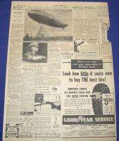 1933 04/04 LOS ANGELES TIMES *NAVY AIRSHIP USS AKRON DOWN AT SEA* JGN 