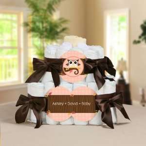 Owl Girl   Look Whooos Having A Baby   2 Tier Personalized Square 