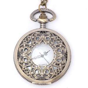 New vintage brass pocket watch pendant locket long chain necklace by 