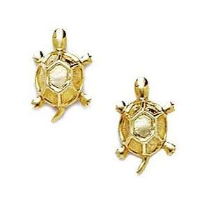   Gold Turtle Stamping Earrings   Measures 12x8mm   JewelryWeb Jewelry