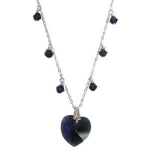  Heart Necklace Made with SWAROVSKI ELEMENTS Crysta Dark Indigo Blue 