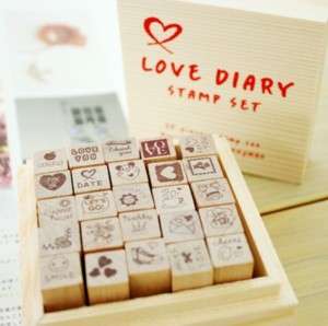 Decorative Stamps About Love 25pcs in wooden box  