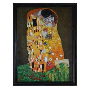 com Hand Painted & Framed Reproduction of Gustav Klimts The Kiss 