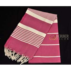   Flat Cotton Beach Towel Violet with Thin White Stripes