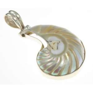  925 Sterling Silver NAUTILUS SEASHELL Pendant, 1.63, 6g Jewelry