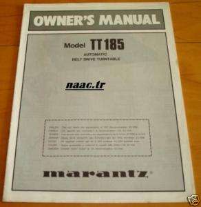 MARANTZ MODEL TT 185 TURNTABLE ORGINAL OWNER MANUAL  