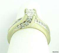 22ctw Genuine Diamond Engagement Ring   14k White Gold Princess Cut 