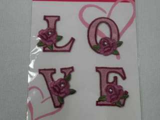 Rose LOVE Letters Embroidered Iron On Applique Patch  