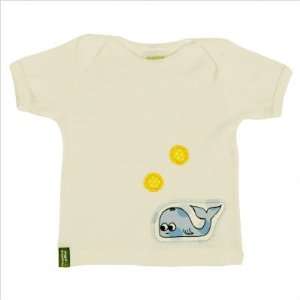   Cotton Baby Lapover T Shirt with Whale Appliqué in White Baby