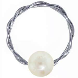   16G 1/4 Genuine Pearl Solid 14K White Gold Twisted Captive Jewelry