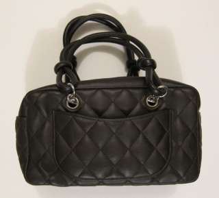Chanel quilted Cambon bag petite mini Bowler RARE brown w/ patent CC 