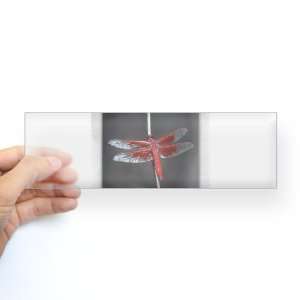 Bumper Sticker Clear Red Flame Dragonfly 
