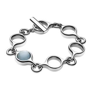 Georg Jensen Silver SPHERE Bracelet # 474 w. Aquamarine  