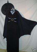 Black Witch Costume w/ Bat Wing Cape & Hat.   Size Sm.  