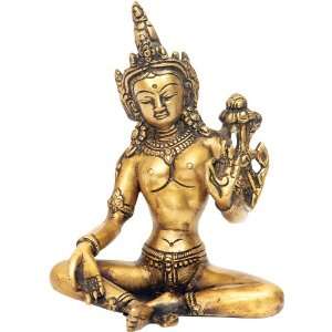  Savior Goddess Green Tara   Brass Sculpture
