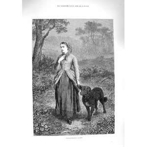   1876 Portrait Gamekeepers Daughter Dog Trees Country
