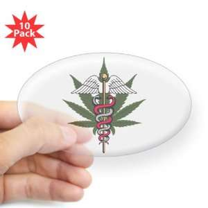   Clear (Oval) (10 Pack) Medical Marijuana Symbol 