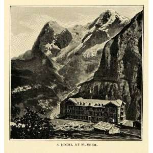  1901 Print Hotel Murren Switzerland Rooms Tourism Mountains 