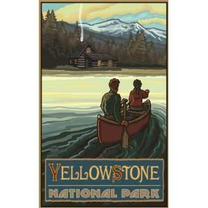 Northwest Art Mall Yellowstone National Park Lake Canoers Painting by 