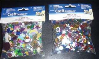   Bag of Assorted Cup SEQUINS and One 3.8oz Big Value Bag of Assorted