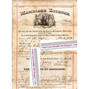  J.W. and Ida Coker Boyd Original Marriage Certificate 