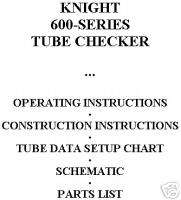 MANUAL + Chart KNIGHT 600 600A 600B Tube Tester Checker  
