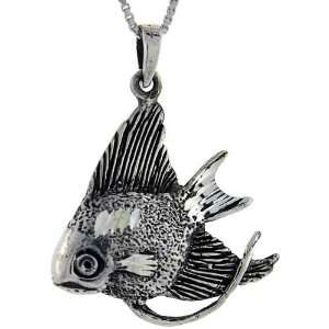  925 Sterling Silver Fish Pendant (w/ 18 Silver Chain), 1 