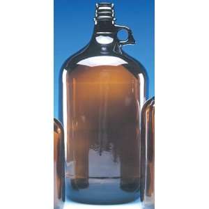 Fisherbrand Amber Glass Jugs, 130 oz. (3840mL); with Rubber lined 
