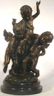 CANOVA CHERUBS AND BOY BRONZE SCULPTURE STATUE  