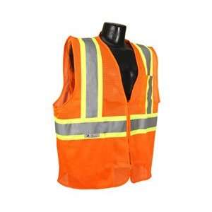   Economy Two Tone Safety Vests, Orange Mesh, XLarge