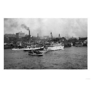  Waterfront Scene with Ships of Seattle, WA Photograph   Seattle 