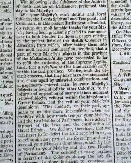   Bay Revolutionary War Related Report in a London Newspaper  